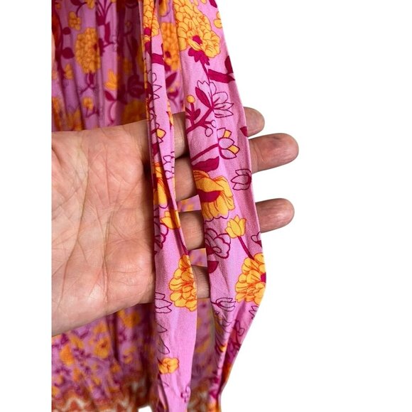 Retro Floral Wrap Maxi Dress XL Pink Boho Western Preppy Chic Colorful Feminine - Picture 8 of 12